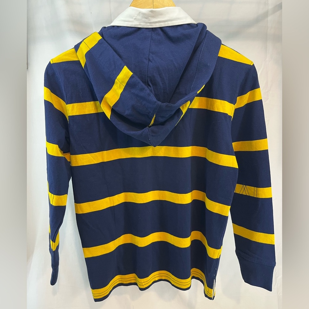 POLO Ralph Lauren Hooded Rugby Shirt; boys Med (10-12); 1/4 Button; White Collar - Picture 2 of 15